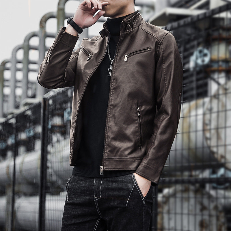 Men Stylish Faux Leather Jacket Mune Fashion