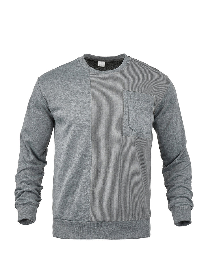 Men's Long Sleeve Textured Sweatshirt with Chest Pocket and Rib Detail Mune Fashion