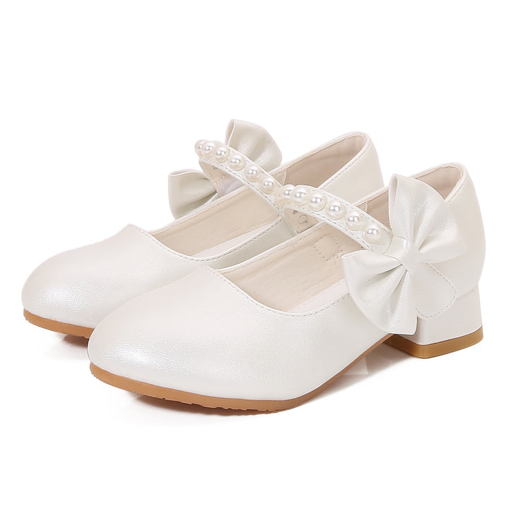 Girls elegant ballerinas with bow and pearl accents Mune Fashion