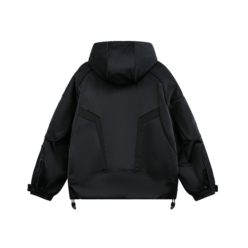 Unisex technical padded hoodie with utility pockets and adjustable hem Mune Fashion
