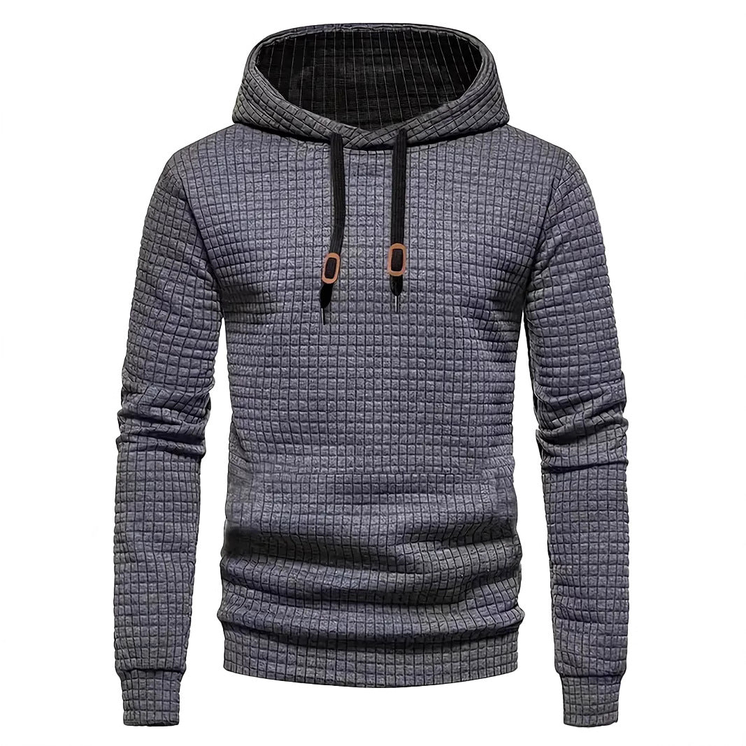 Men's quilted hoodie with rectangular quilting, drawstring and ribbed cuffs Mune Fashion