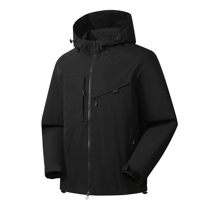 Men's technical softshell jacket with hood, diagonal chest pocket and multi-pocket zipper pockets Mune Fashion