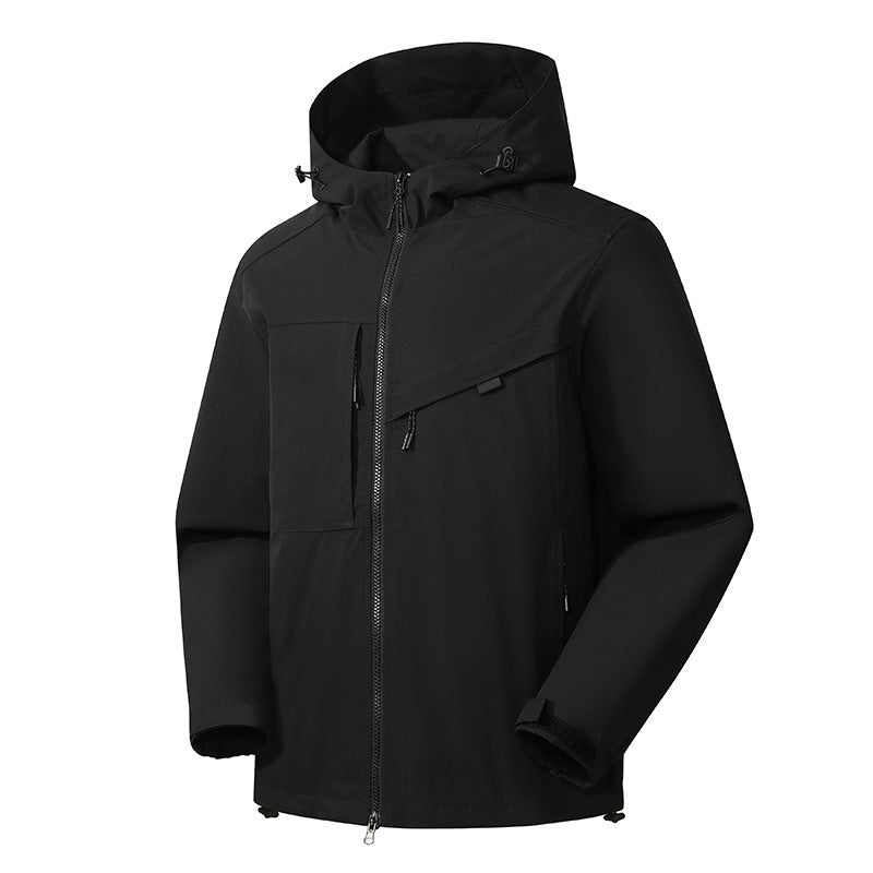 Men's Softshell Outdoor Jacket with Waterproof Membrane and Adjustable Hood Mune Fashion