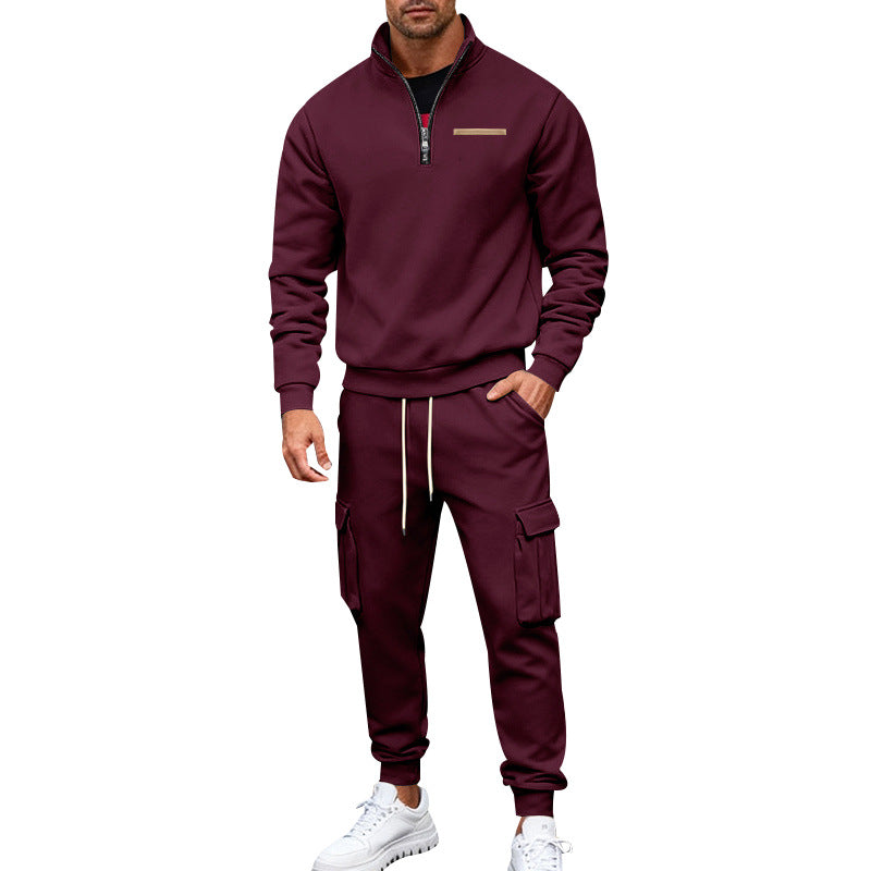 Men's Zip Pullover and Cargo Jogger Set made of soft French Terry Mune Fashion