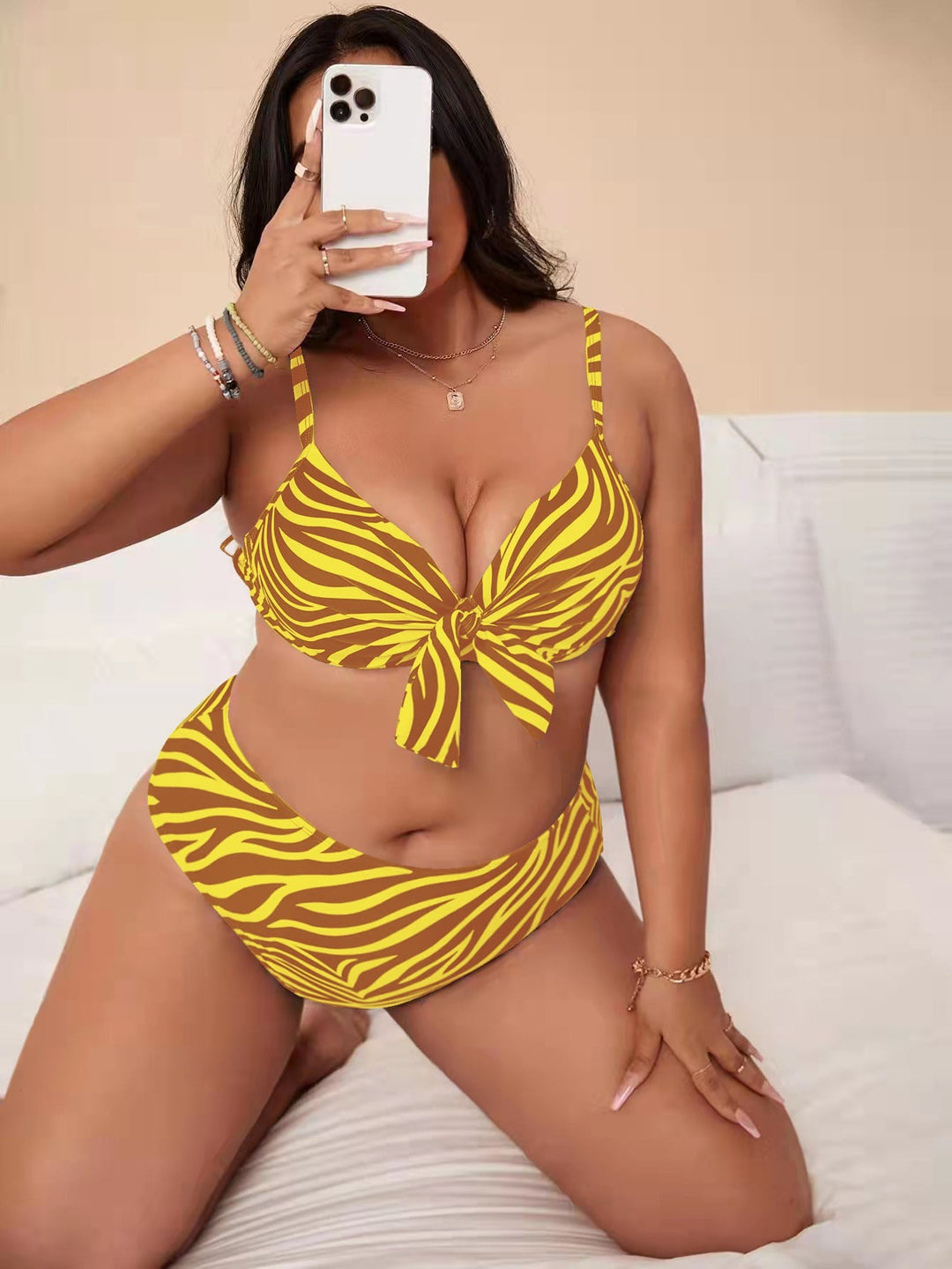 Women's Multi-patterned Bikini with Knot Detail Mune Fashion