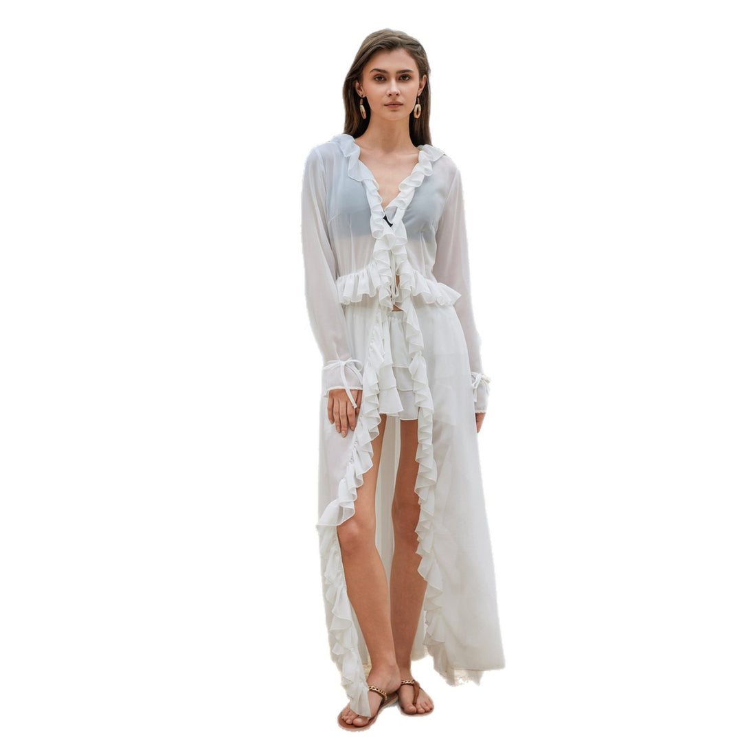 Ladies elegant transparent beach dress with ruffles Mune Fashion