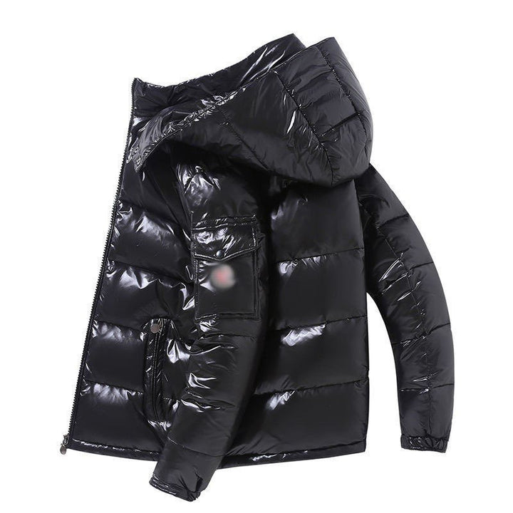 Men's Shiny Padded Hooded Jacket with Cargo Chest Pocket Mune Fashion