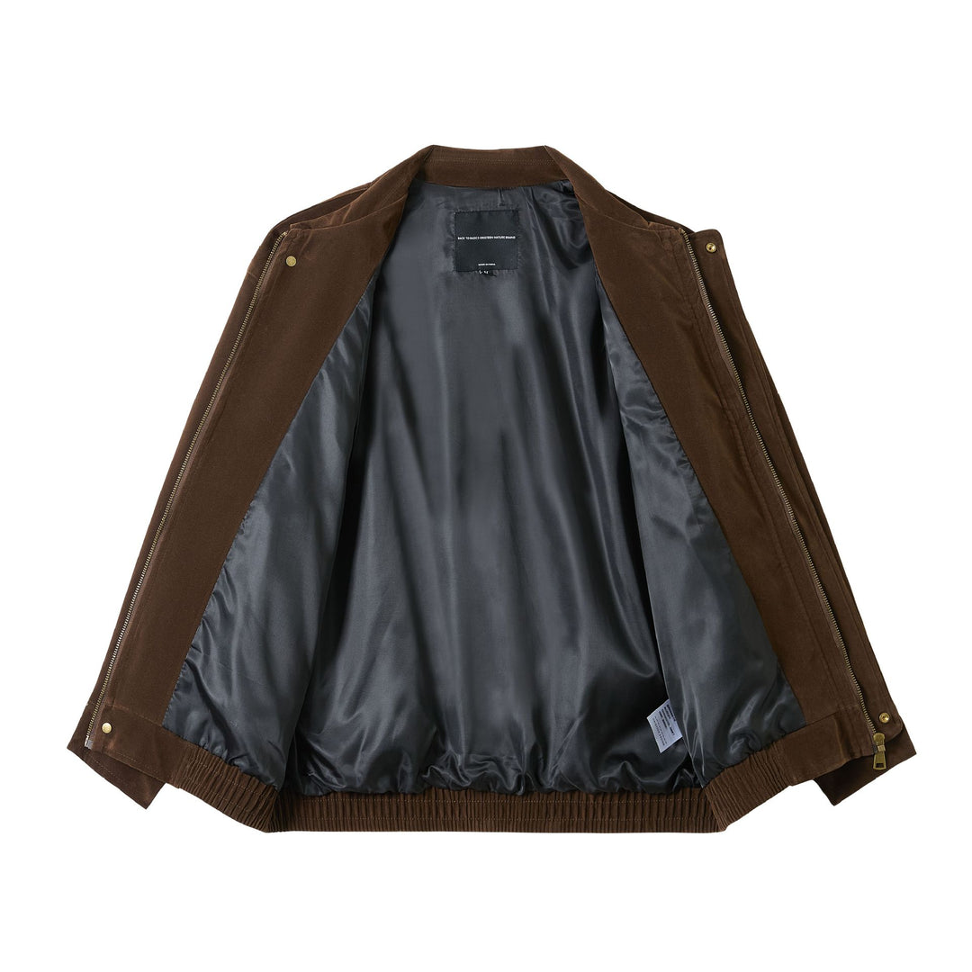 Men's short cut suede look blouson with elastic hem and flap pockets Mune Fashion