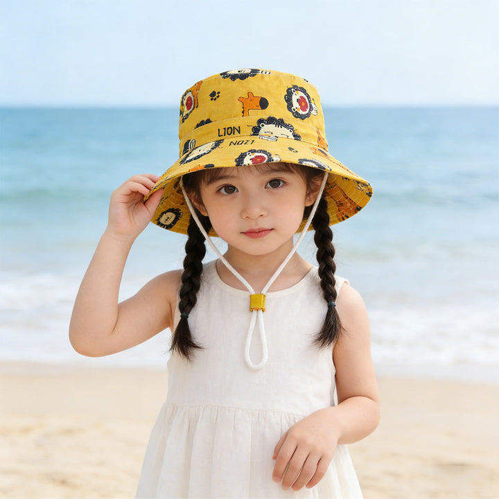Unisex nan children's sun hat with adjustable chin strap, wide brim and imaginative unicorn print Mune Fashion