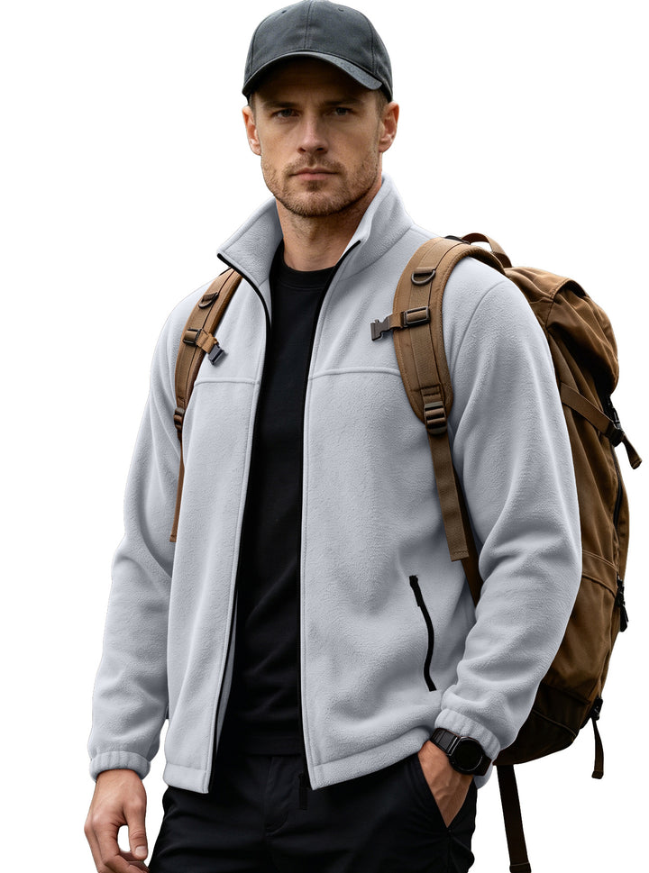 Men's Lightweight Outdoor Fleece Jacket with Stand-Up Collar and Zipper Pockets Mune Fashion