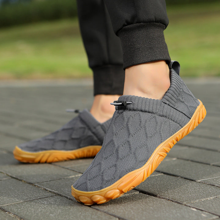 Unisex nan Hybrid Slipper for indoor and outdoor with elastic knitted shaft, drawstring and profiled rubber sole Mune Fashion