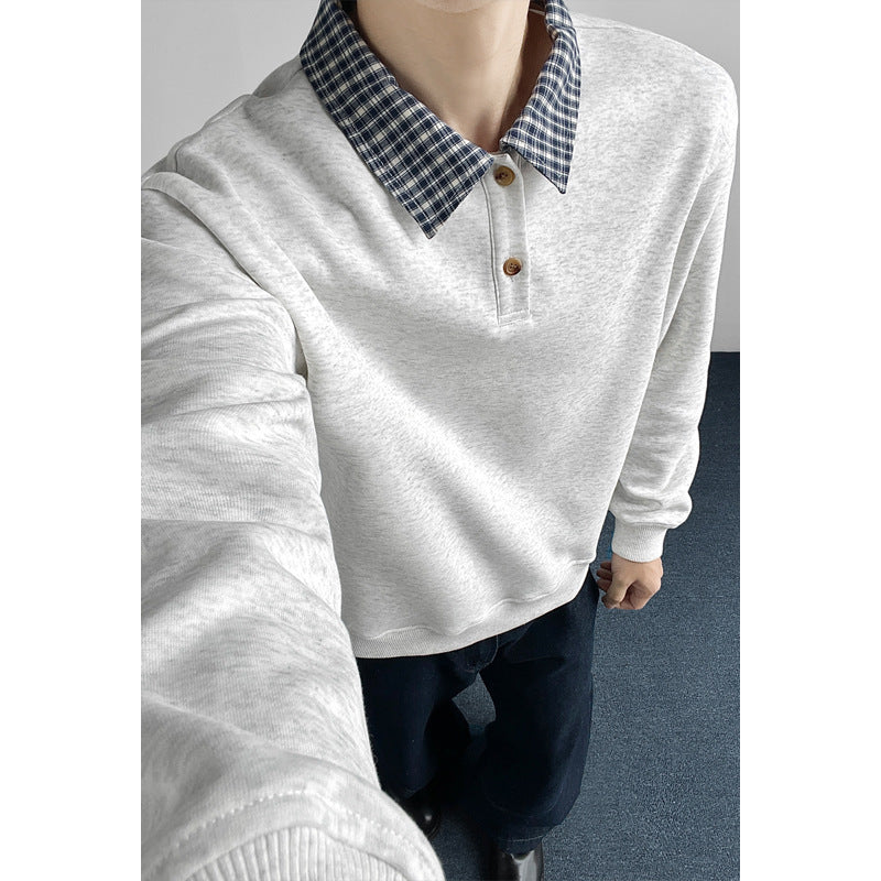 Men's Sporty Sweatshirt with Stylish Collar Mune Fashion