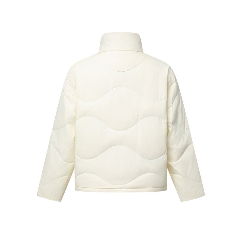 Women's short padded quilted jacket with wave quilting and high stand-up collar Mune Fashion