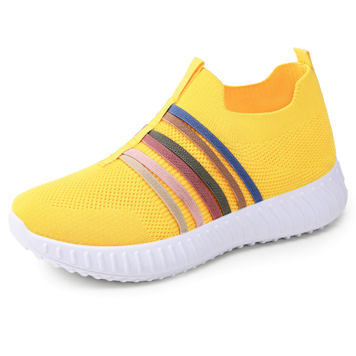 Women's lightweight knitted slip-on sneakers with elastic decorative bands and cushioning EVA outsole Mune Fashion