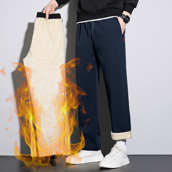 Men's straight-cut leisure and jogging pants with elastic waistband, drawstring, and secure zipper pockets Mune Fashion