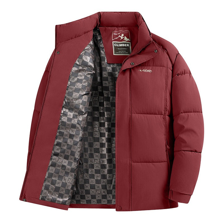 Men's Padded Winter Quilted Jacket with Stand-Up Collar, Thermal Lining & Concealed Zipper Mune Fashion