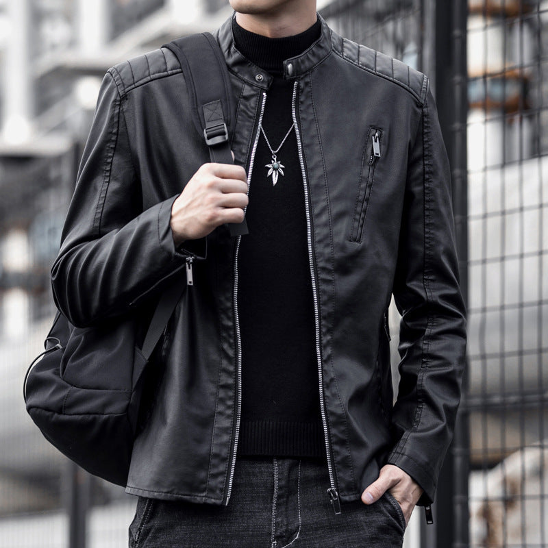 Men Stylish Cuts Faux Leather Jacket Mune Fashion