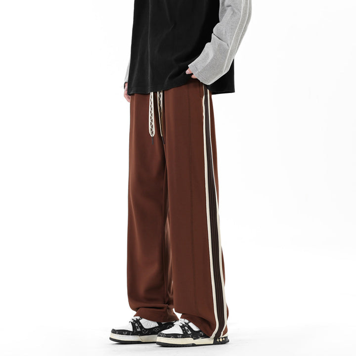 Men's sporty casual pants with contrasting side stripes