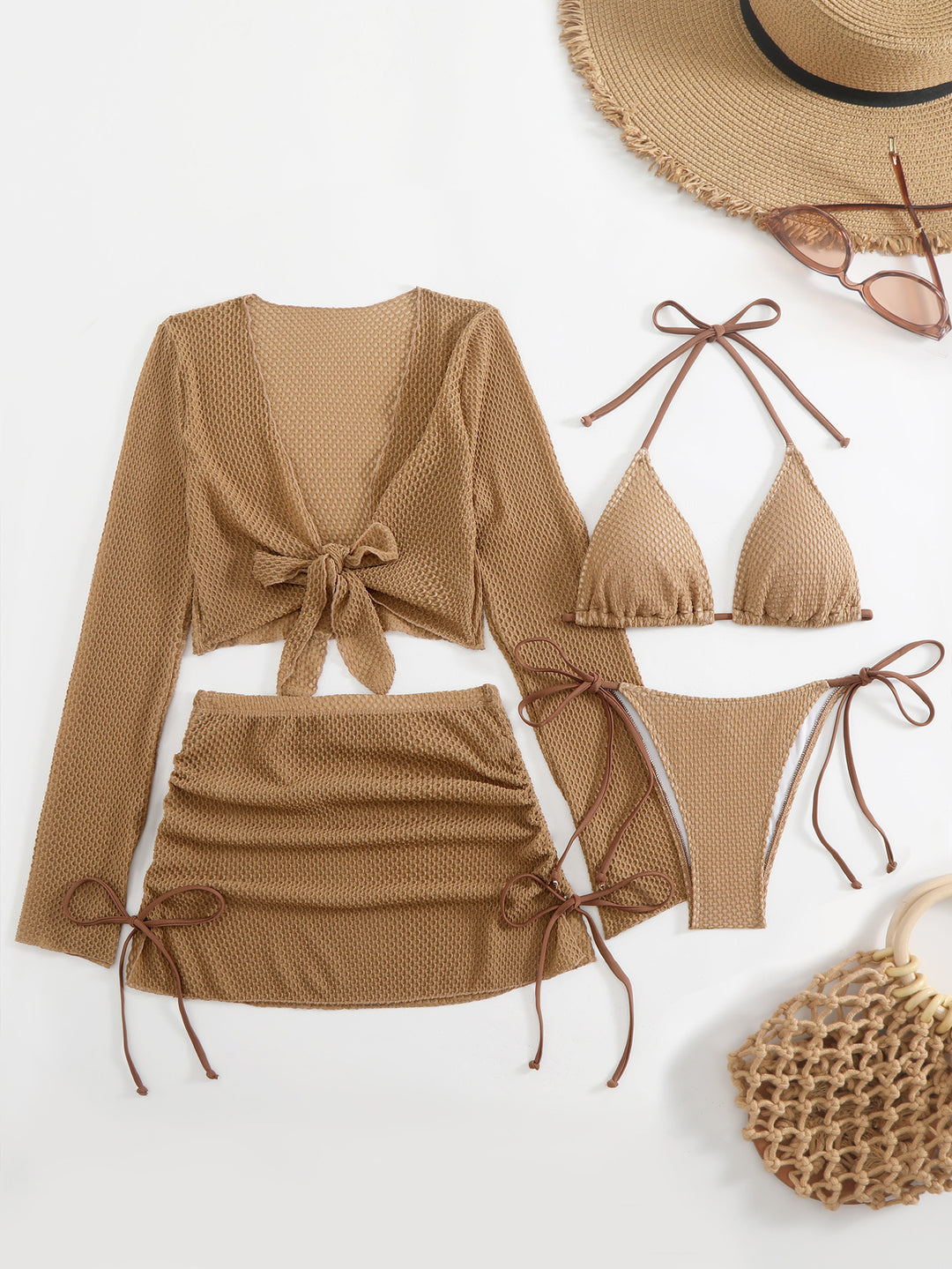 Women's swimsuit set with trendy mesh design and adjustable details Mune Fashion