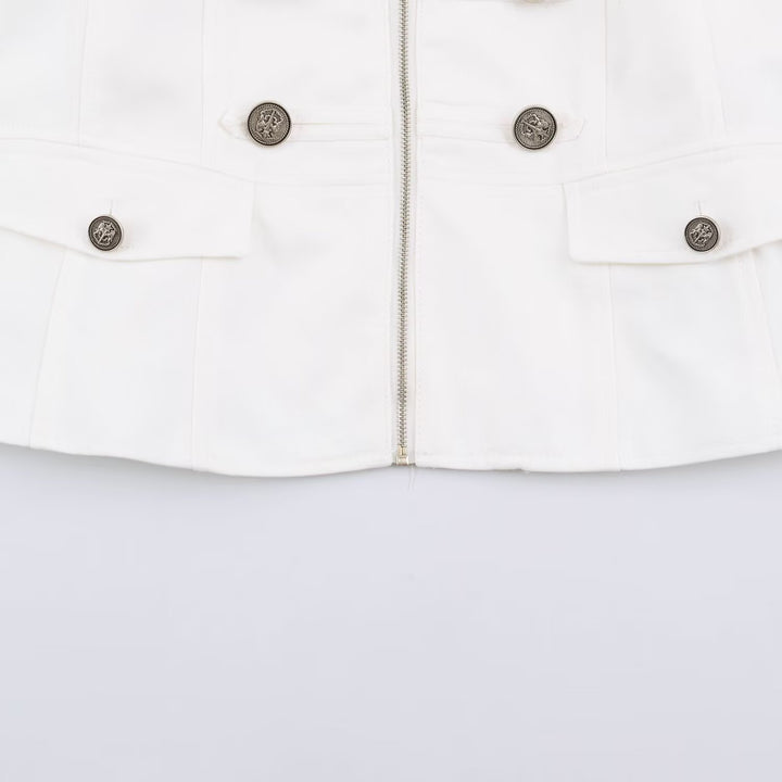 Ladies tailored field jacket in marshal style with stand-up collar and decorative buttons Mune Fashion