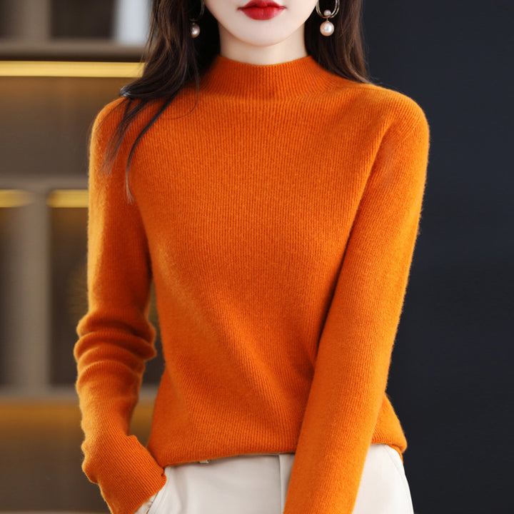 Women's Slim-Fit Mockneck Sweater Made of Cashmere-Like Fine Knit Mune Fashion
