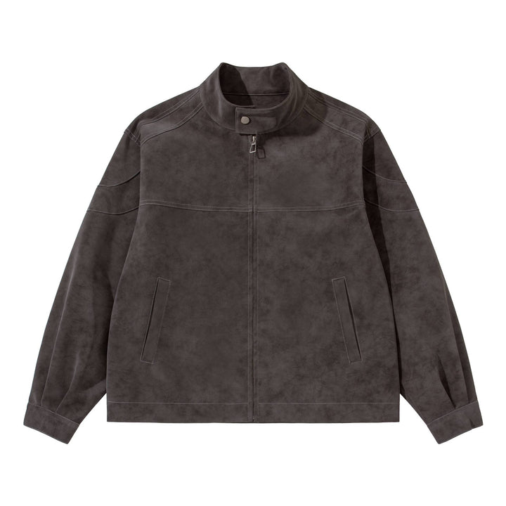 Men's short blouson in suede look with stand-up collar and concealed zipper Mune Fashion