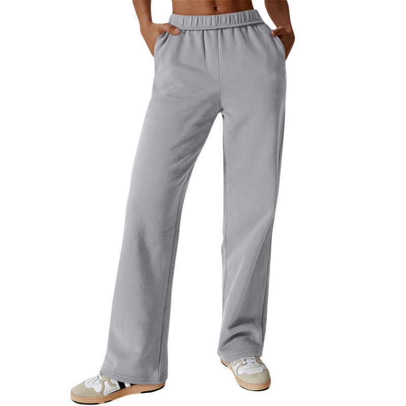 Women high-waisted flared lounge pants with elastic comfort waistband and concealed pockets Mune Fashion