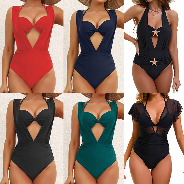 Women Elegant One-Piece Swimsuit with Sophisticated Cut-Out Mune Fashion