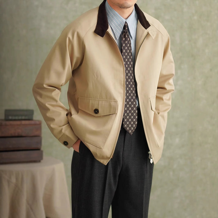 Men's Harrington jacket with corduroy collar and patch pockets Mune Fashion