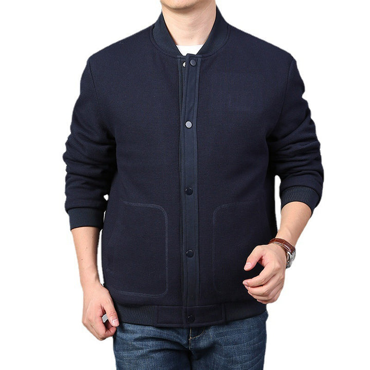 Men's Structured Bomber Jacket with Waffle Knit, Lightly Lined and Snap Placket Mune Fashion