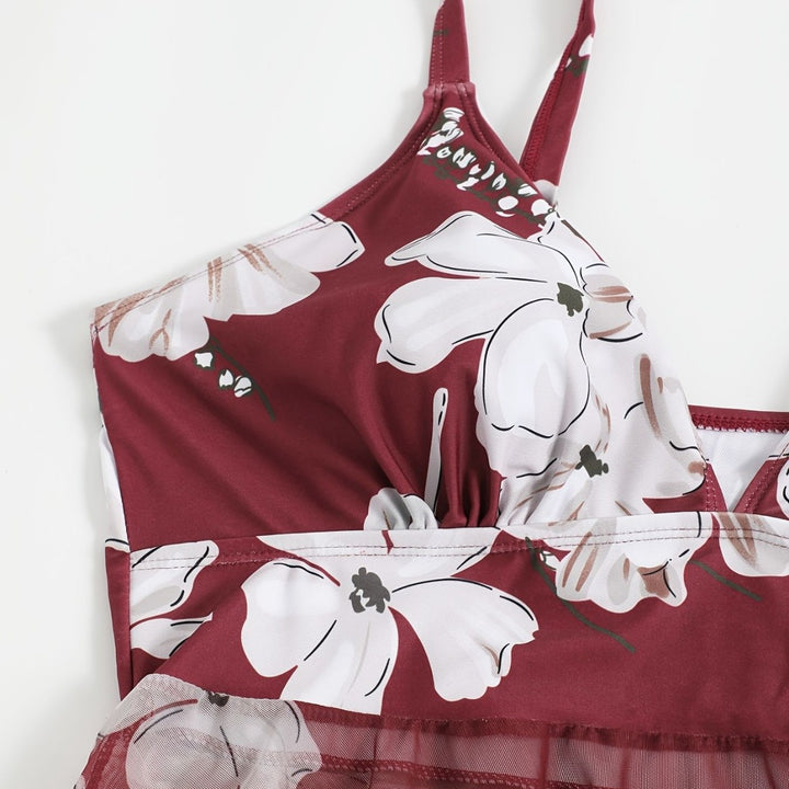 Women's Beach Dress with Floral Overlay Mune Fashion
