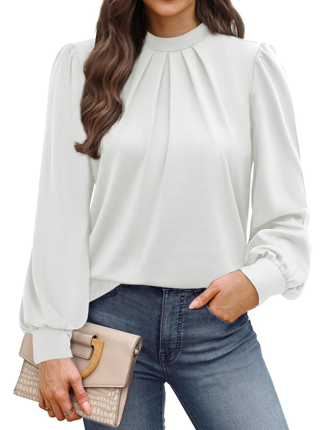 Ladies Elegant Blouse with Puff Sleeves Mune