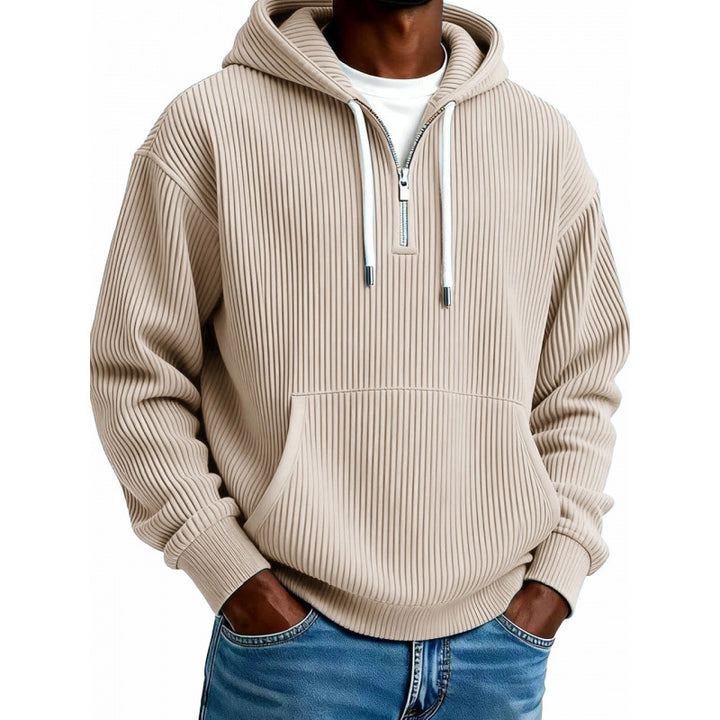 Men's Comfortable Hooded Sweater with High Zipper Mune Fashion