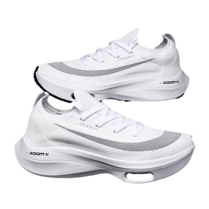 Unisex responsive plateau cushioning running shoes with knitted sock entry and visible air chamber Mune Fashion