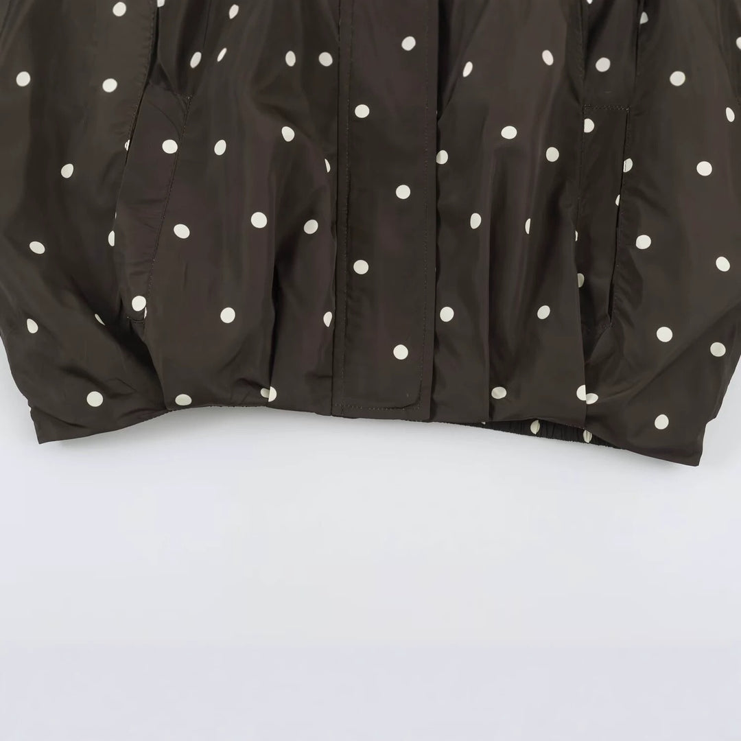 Women's Oversize Windbreaker with Dot Print, High Standing Collar and Elastic Hem Mune Fashion