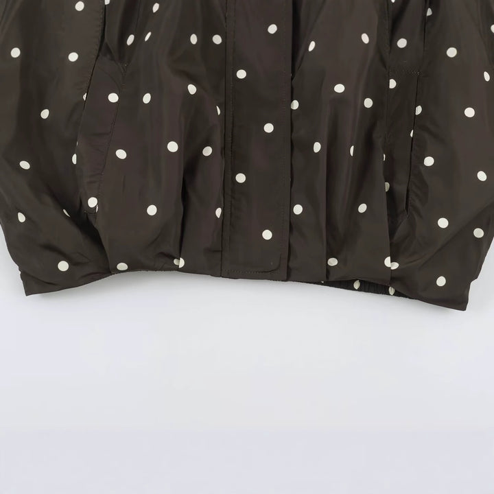 Women's Oversize Windbreaker with Dot Print, High Standing Collar and Elastic Hem Mune Fashion