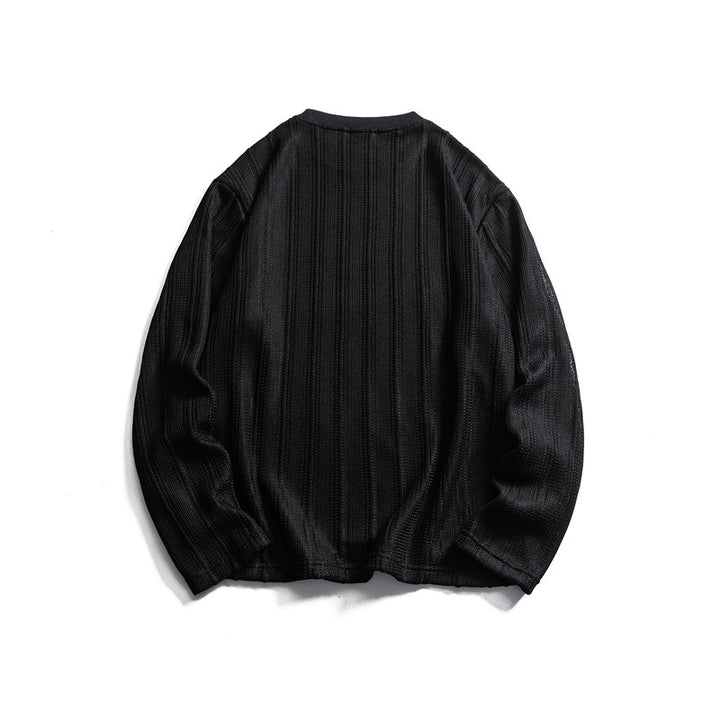 Unisex fine structure round neck pullover with vertical rib look and relaxed fit Mune Fashion