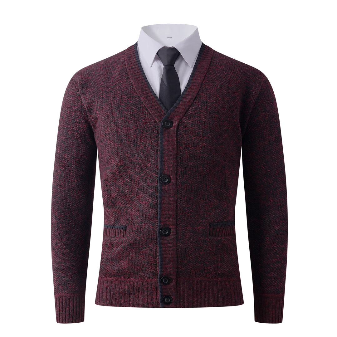 Men's Structured Knit Cardigan with V-Neck, Button Placket and Pockets Mune Fashion