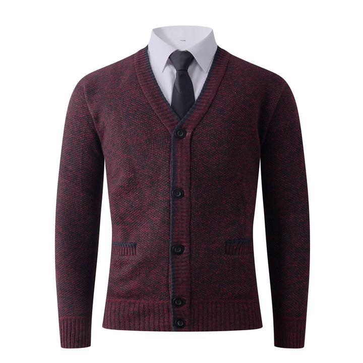 Men's Structured Knit Cardigan with V-Neck, Button Placket and Pockets Mune Fashion