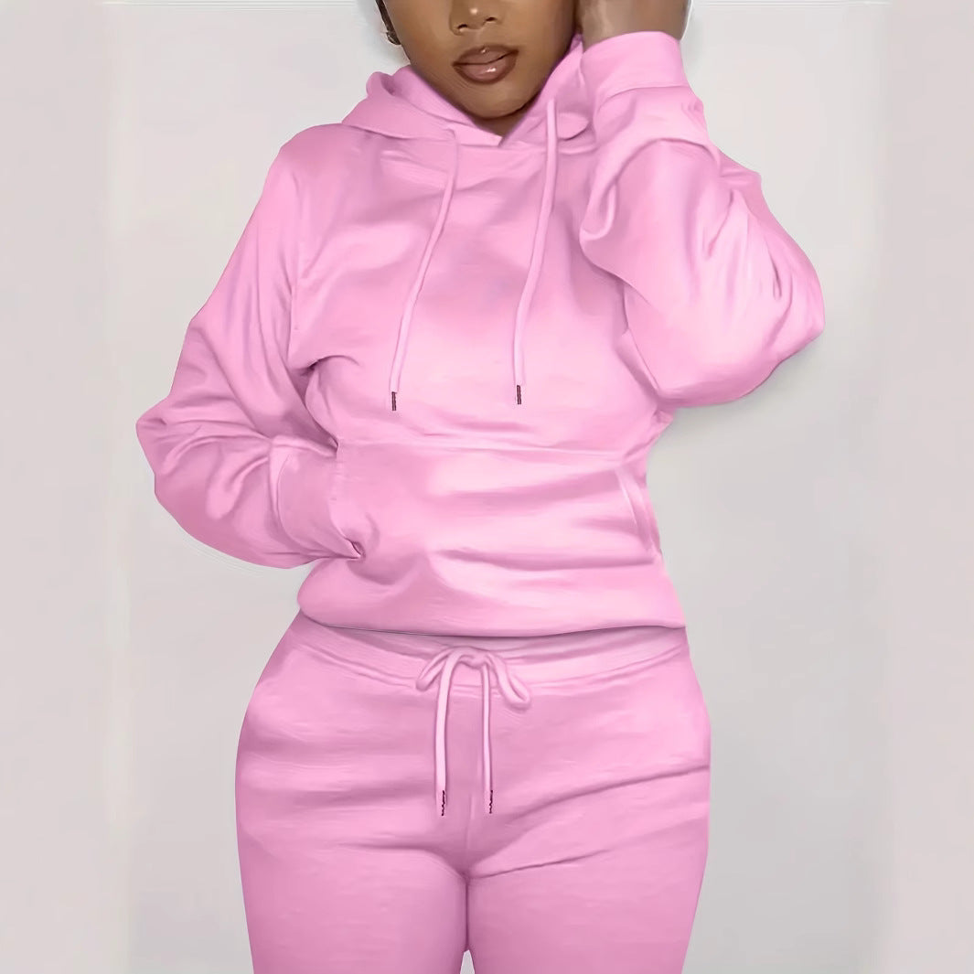 Women’s form-fitting hoodie and pencil skirt set with kangaroo pocket and drawstring Mune Fashion