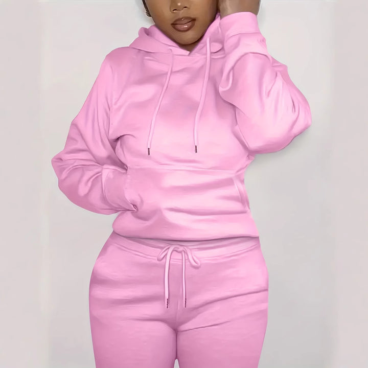 Women’s form-fitting hoodie and pencil skirt set with kangaroo pocket and drawstring Mune Fashion