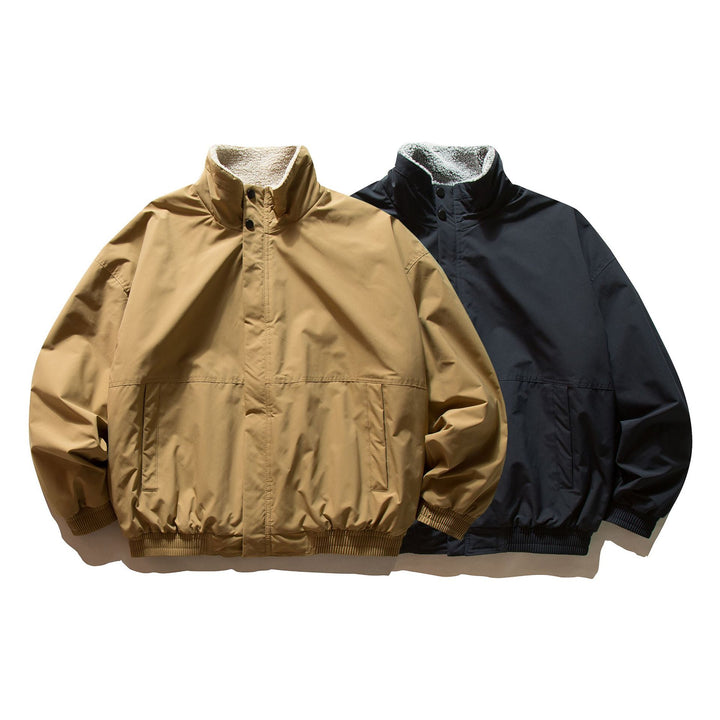 Unisex Short Cut Windproof Bomber with Teddy Lined Collar and Elastic Waist Mune Fashion