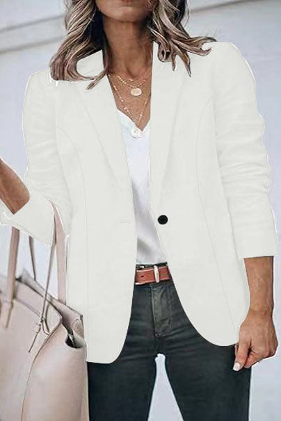 Women's Tailored Blazer with Notched Lapel, Light Shoulder Padding, and One-Button Closure Mune Fashion