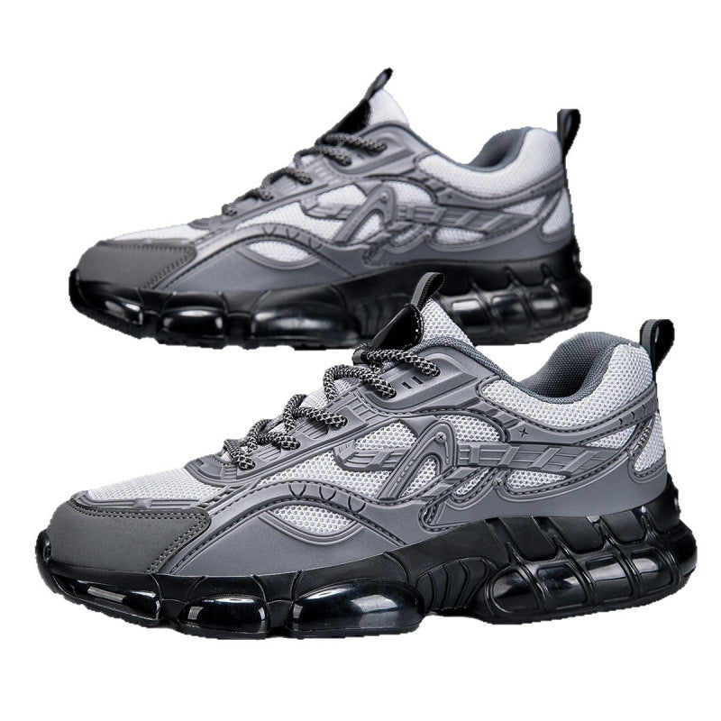 Men's Sporty Chunky Sneaker with Glossy Overlays and Cushioned Air Cushion Sole Mune Fashion