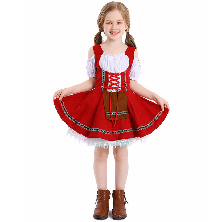 Ladies nan traditional children's dirndl with laced bodice, lace underskirt and decorative apron Mune Fashion