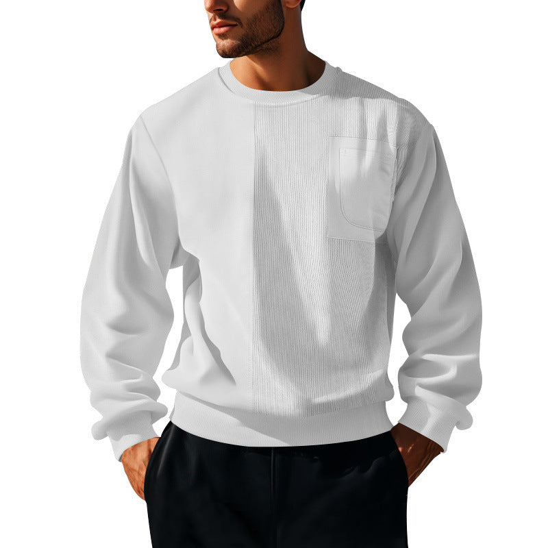 Men's Structured Sweatshirt with Ribbed Panel and Chest Pocket Mune Fashion