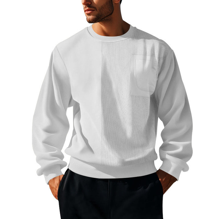Men's Structured Sweatshirt with Ribbed Panel and Chest Pocket Mune Fashion