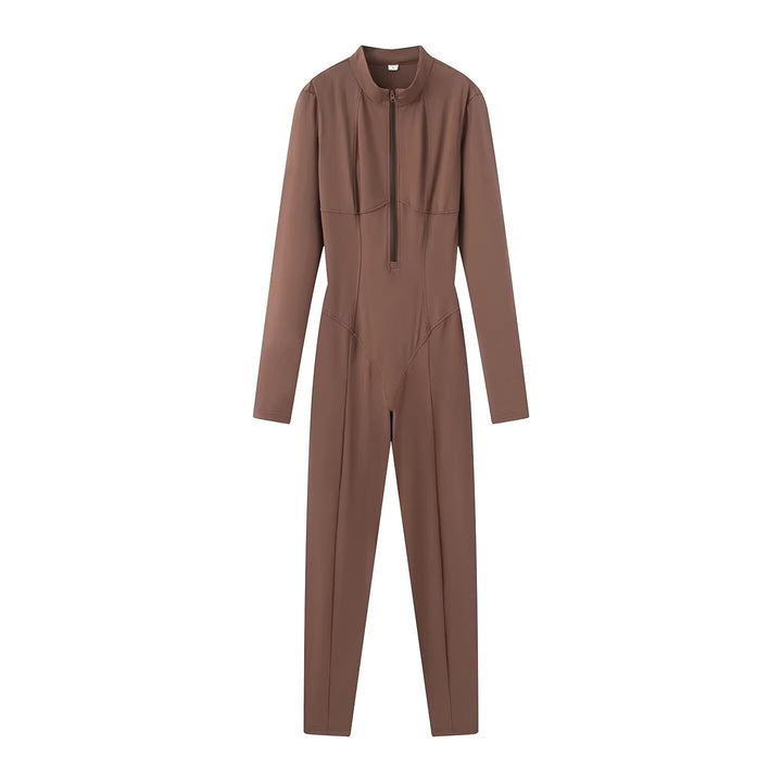 Ladies Slim-Fit one-piece catsuit with zipper and high collar Mune Fashion