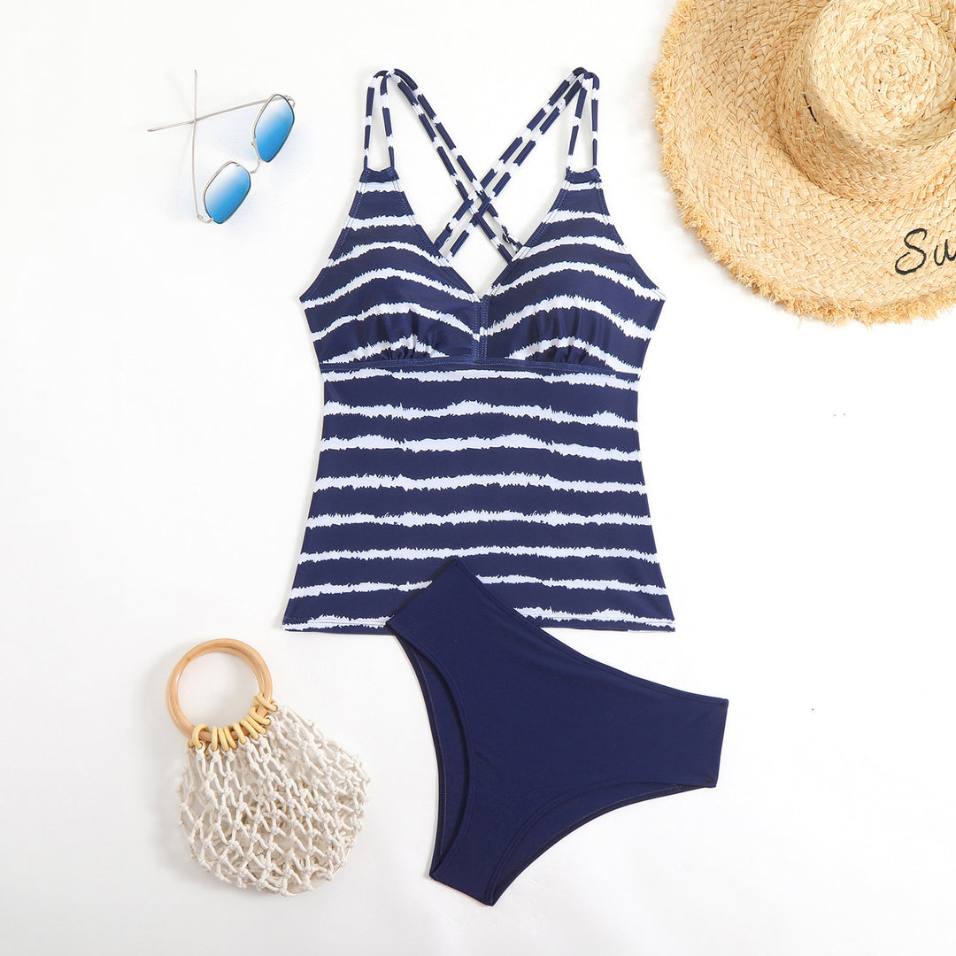 Ladies Tankini with stylish striped pattern Mune Fashion
