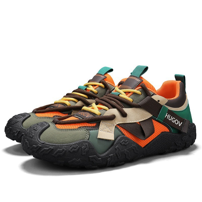 Men's multi-material trekking sneaker with reinforced toe cap, cushioned heel support, and grippy off-road sole Mune Fashion